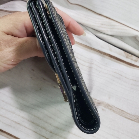 Douney & Bourke Signature 1975 Canvas Leather Trim Wallet Black Tan Vintage - Picture 6 of 16